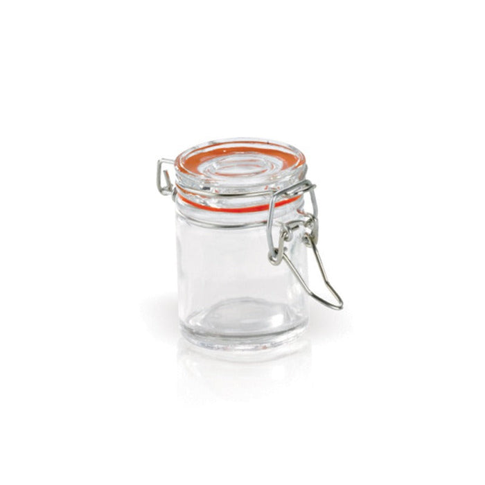 12pcs - Mini bocal en verre avec joint silicone rouge - 45 ml - Ø 4,4 cm - H 6,1 cm