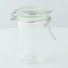 12pcs - Mini bocal en verre avec joint silicone bleu clair - 65 ml - Ø 4,4 cm - H 8,1 cm