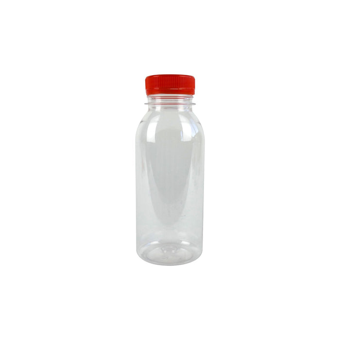 270pcs - Bouteille plastique PET transparente avec bouchon attaché orange - 250 ml - Ø 5,6 cm - H 15 cm