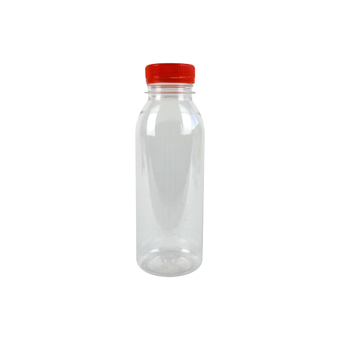 220pcs - Bouteille plastique PET transparente avec bouchon attaché orange - 330 ml - Ø 6,1 cm - H 16,1 cm