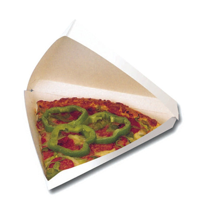 50pcs - Boîte triangulaire carton blanc pour part de pizza avec couvercle attaché - 23,5 cm x 22,9 cm x 4,5 cm