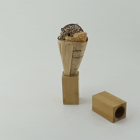 10pcs - Support bambou individuel pour pique et cône - 3 cm x 3 cm x 5,5 cm