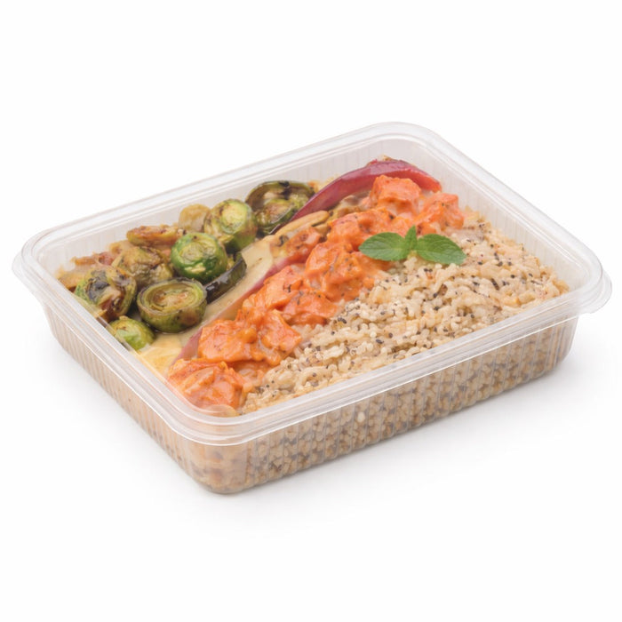 25pcs - Barquette rectangulaire plate en PLA transparente avec couvercle attaché - 1000 ml - 21,7 cm x 16,7 cm x 3,5 cm