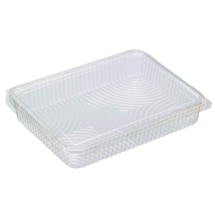 25pcs - Barquette rectangulaire plate en PLA transparente avec couvercle attaché - 1000 ml - 21,7 cm x 16,7 cm x 3,5 cm