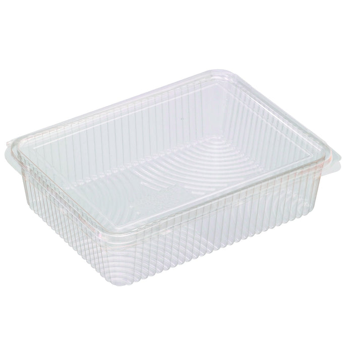 25pcs - Barquette rectangulaire plate en PLA transparente avec couvercle attaché - 1500 ml - 21,7 cm x 16,7 cm x 5,5 cm