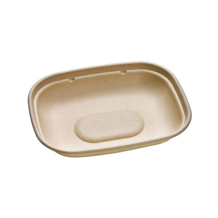 50pcs - Plateau rectangulaire brun en pulpe - 850 ml - 22 cm x 17 cm x 5 cm