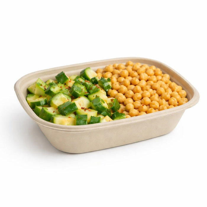 50pcs - Plateau scellable rectangulaire brun en pulpe laminée PLA - 850 ml - 22 cm x 17 cm x 5,3 cm