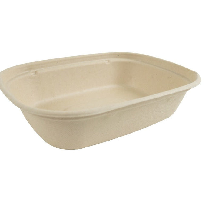 50pcs - Plateau scellable rectangulaire brun en pulpe laminée PLA - 850 ml - 22 cm x 17 cm x 5,3 cm