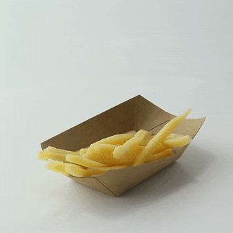 250pcs - Barquette bateau en carton kraft brun ingraissable avec PE - 175 ml - 14 cm x 10 cm x 3,8 cm