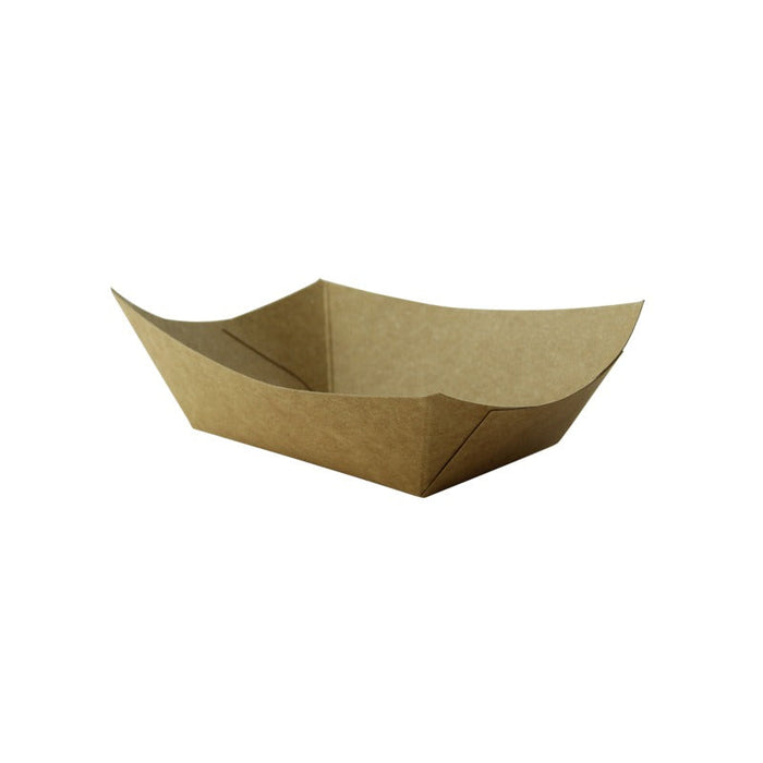 250pcs - Barquette bateau en carton kraft brun ingraissable avec PE - 175 ml - 14 cm x 10 cm x 3,8 cm