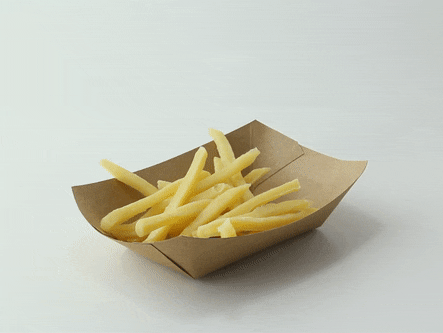 250pcs - Barquette bateau en carton kraft brun ingraissable avec PE - 300 ml - 16,4 cm x 12 cm x 3,2 cm