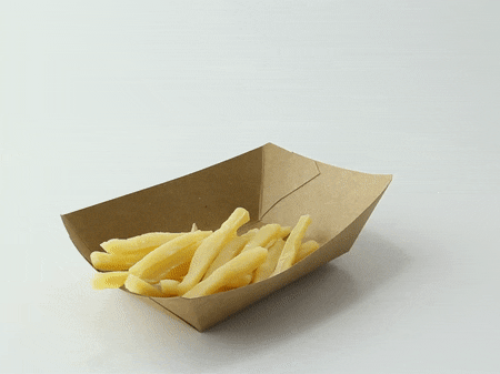 250pcs - Barquette bateau en carton kraft brun ingraissable avec PE - 400 ml - 17 cm x 12 cm x 4,2 cm