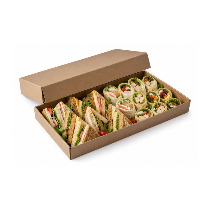 100pcs - Couvercle carton kraft pour plateau repas - 31,5 cm x 24,8 cm x 6 cm - Compatible avec 210BUZZTRAY, 210BUZZTRAYBR