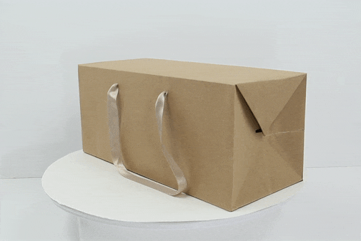 25pcs - Sac boîte carton kraft à poignées en tissu - 30 cm x 20 cm x 17 cm