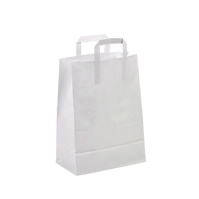 250pcs - 26x17x28cm - Sac cabas papier kraft blanc