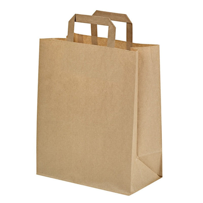 250pcs - Sac cabas papier kraft brun recyclé - 32 cm x 17 cm x 34 cm