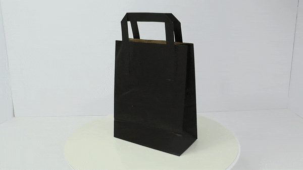 500pcs - Sac cabas papier kraft noir - 17,5 cm x 9 cm x 23 cm