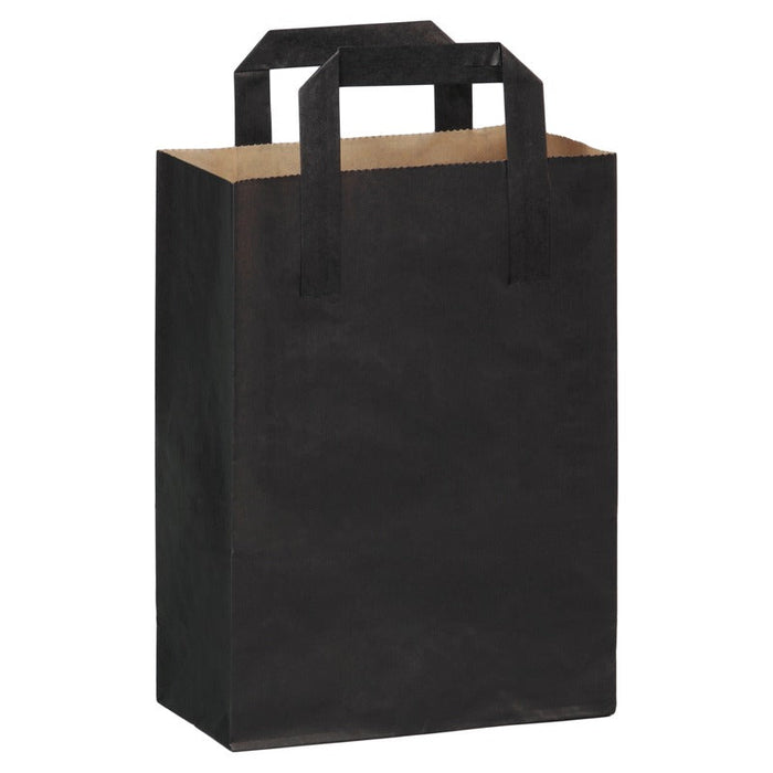 500pcs - Sac cabas papier kraft noir - 17,5 cm x 9 cm x 23 cm