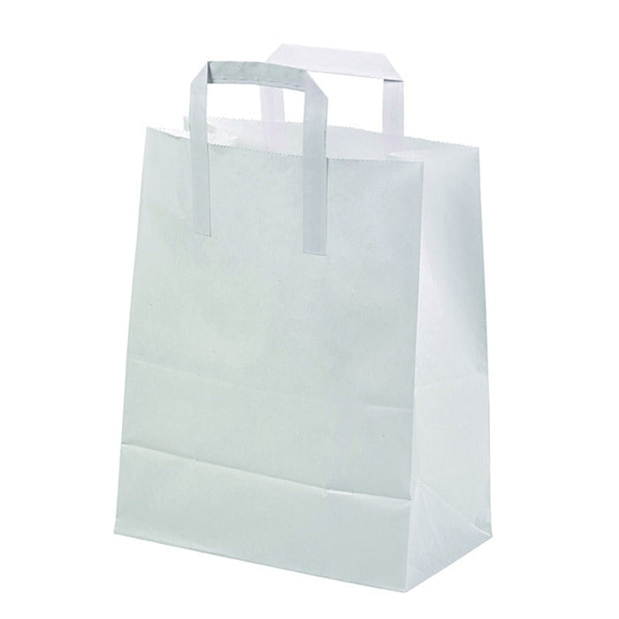 500pcs - Sac cabas papier blanc - 17,5 cm x 9 cm x 23 cm