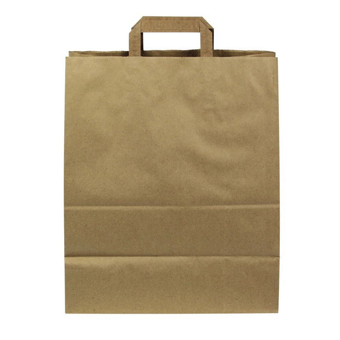 250pcs - Sac cabas double-paroi papier kraft brun - 32 cm x 17 cm x 38 cm