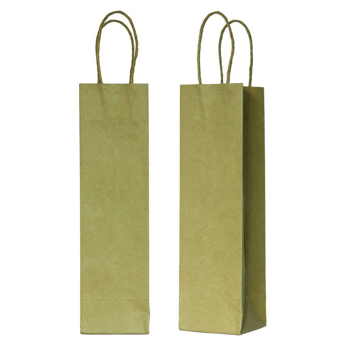 200pcs - Sac cabas papier kraft brun poignées ficelles pour bouteilles - 39 cm x 8 cm x 14 cm