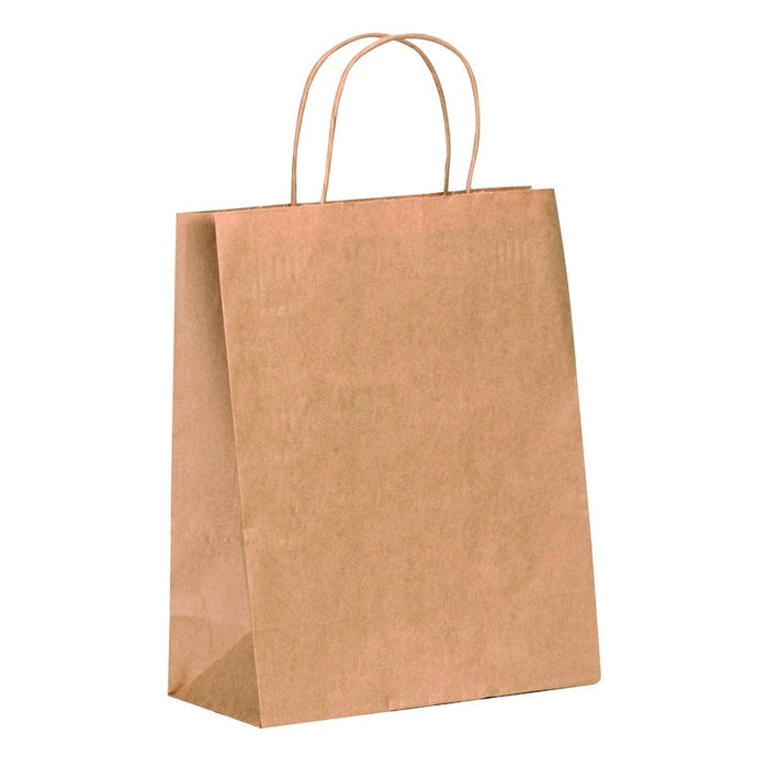 200pcs - Sac cabas papier kraft brun poignées ficelles - 28 cm x 16 cm x 30 cm