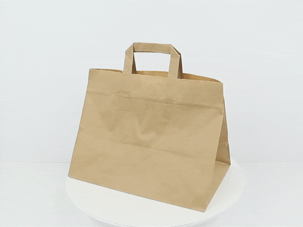 250pcs - Sac cabas papier kraft brun recyclé - 32 cm x 20 cm x 25 cm