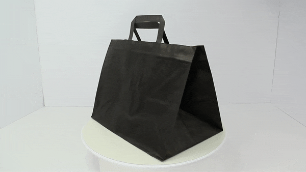 250pcs - Sac cabas papier kraft noir - 32 cm x 22 cm x 24 cm