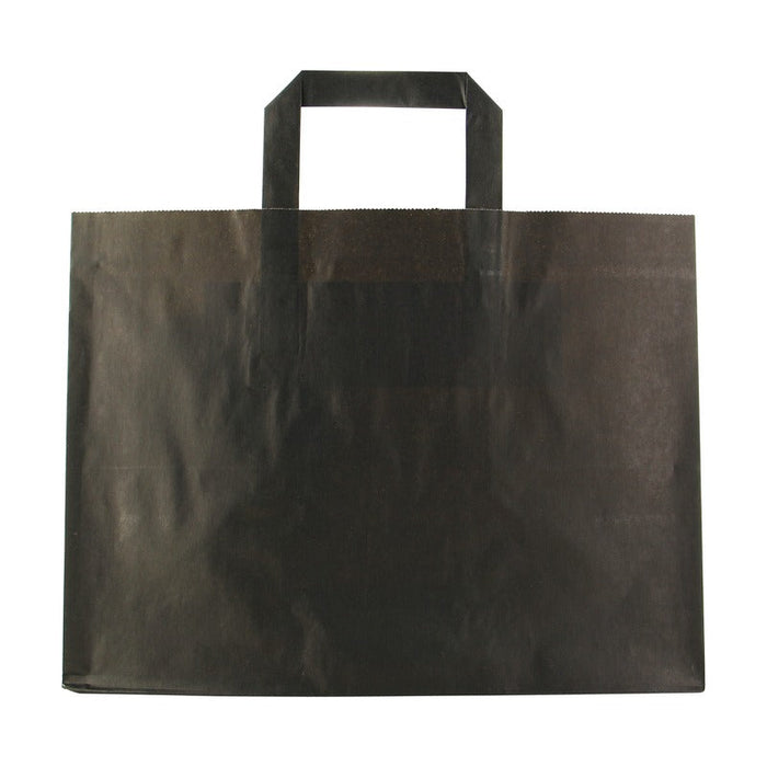 250pcs - Sac cabas papier kraft noir - 32 cm x 22 cm x 24 cm