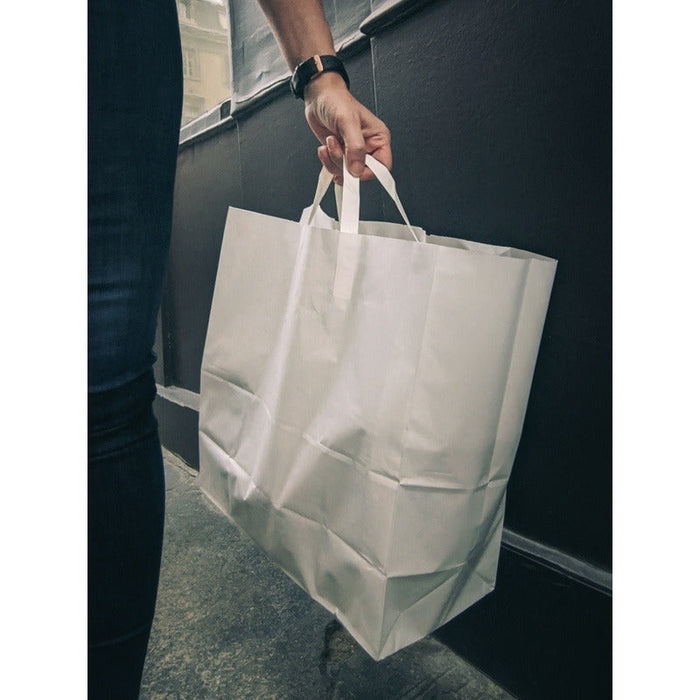 250pcs - Sac cabas papier blanc - 32 cm x 20 cm x 25 cm