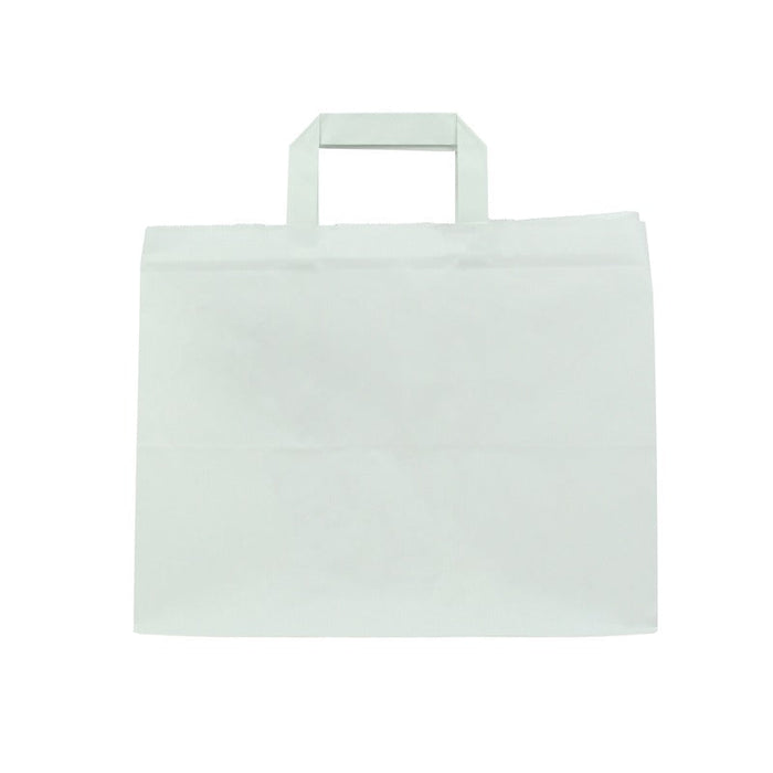 250pcs - Sac cabas papier blanc - 32 cm x 20 cm x 25 cm
