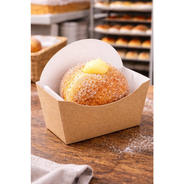 50pcs - Emballage carton kraft pour burger intérieur blanc - 13,5 cm x 7,3 cm x 13 cm