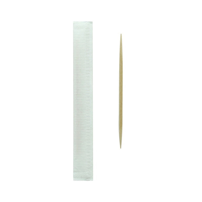 1000pcs - Cure-dents en bois emballés individuellement - 6,5 cm
