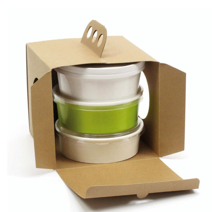 25pcs - Boîte à emporter carton kraft brun "Coup de poing" - 17,6 cm x 17,6 cm x 15 cm