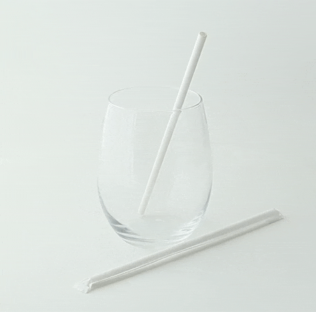 500pcs - Chalumeau papier blanc emballé individuellement - Ø 0,6 cm - H 19,7 cm