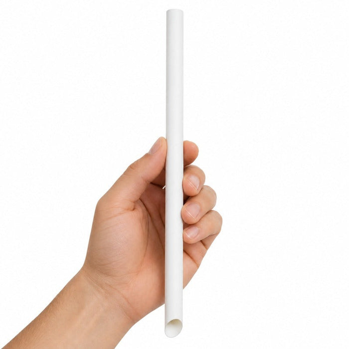 150pcs - Paille biseautée blanche pour Bubble tea - Ø 1,2 cm - H 20,5 cm