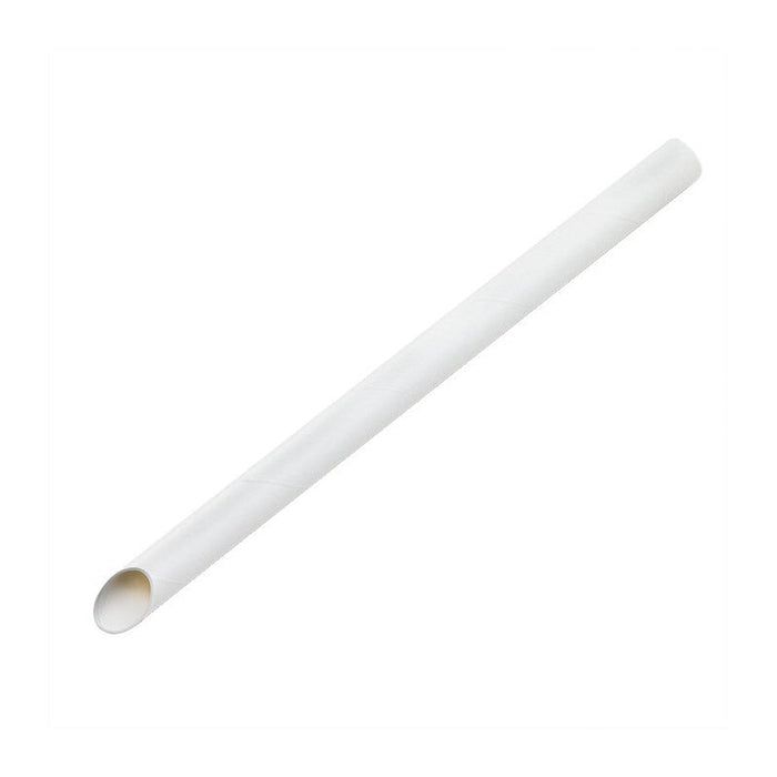 150pcs - Paille biseautée blanche pour Bubble tea - Ø 1,2 cm - H 20,5 cm