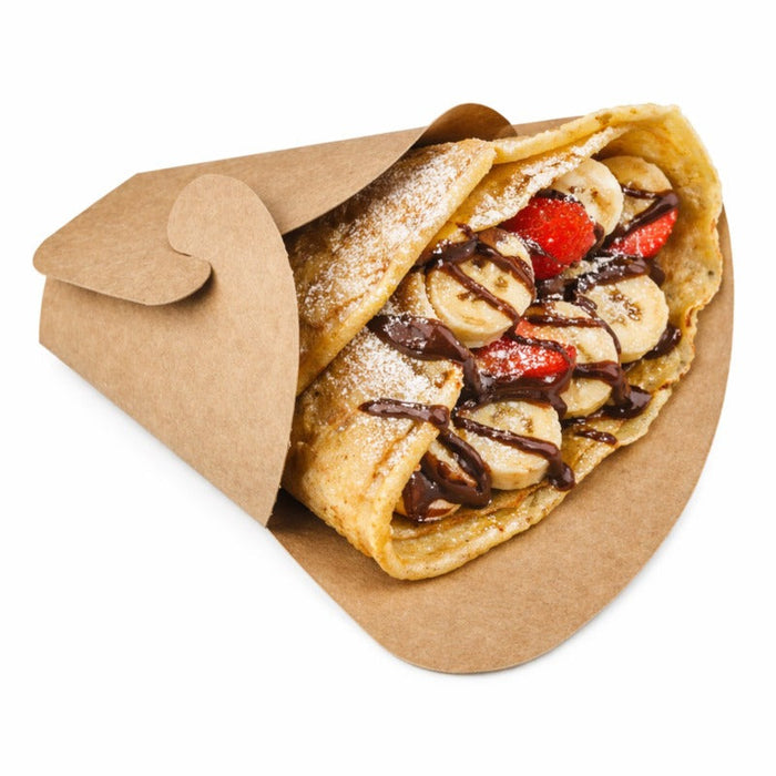50pcs - Pochette crêpe triangulaire en carton brun - 14,5 cm x 6,5 cm x 18,5 cm
