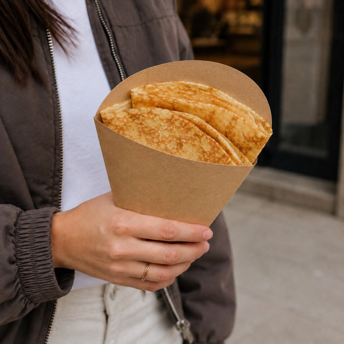 50pcs - Pochette crêpe triangulaire en carton blanc - 14,5 cm x 6,5 cm x 18,5 cm