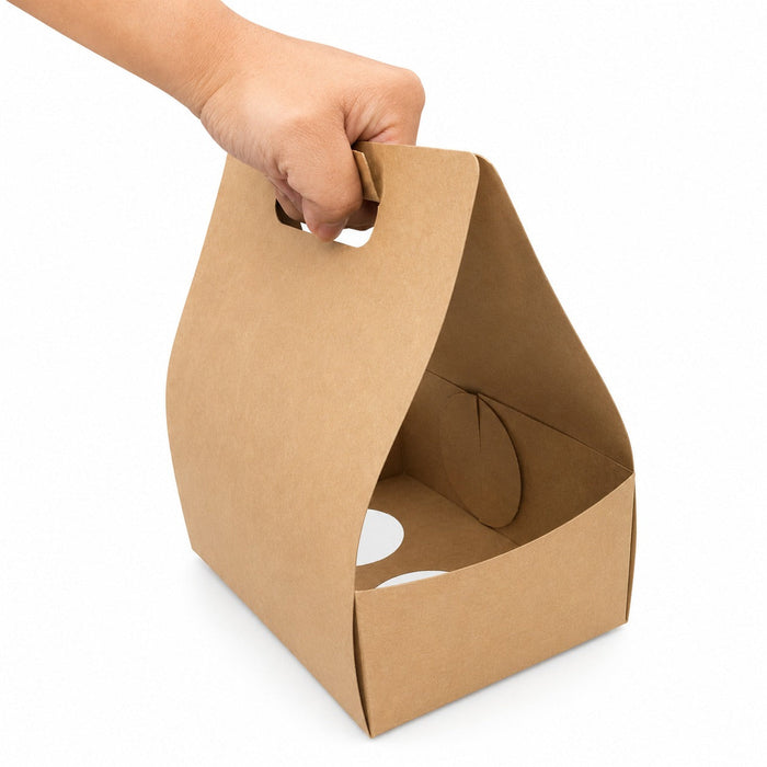 50pcs - Porte gobelets kraft + porte paille - 2 compartiments - 25,4 cm x 15,2 cm x 22,8 cm