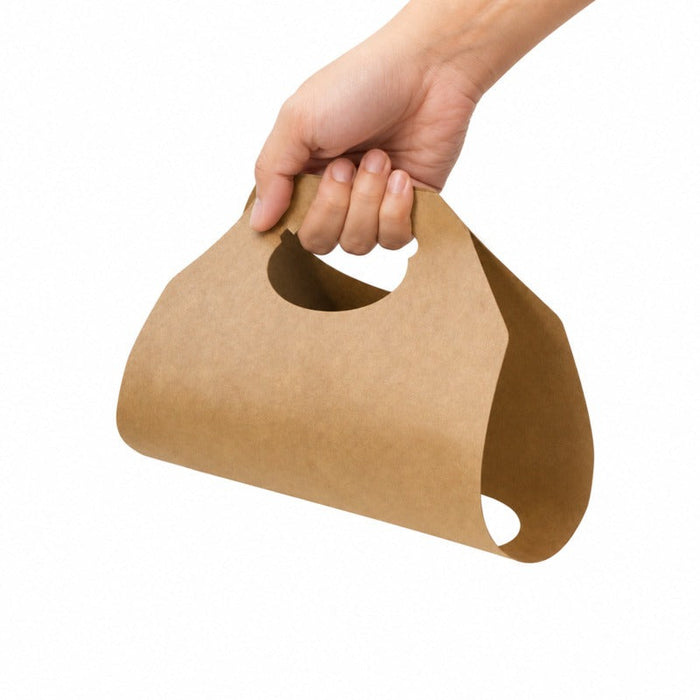 50pcs - Porte gobelets kraft - 2 compartiments - 38,5 cm x 22,2 cm