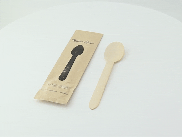 50pcs - 15,8cm - Cuillère en bois emballage papier kraft