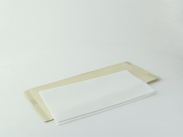 500pcs - Pochette à couverts en papier crème avec serviette blanche - 11 cm x 25 cm