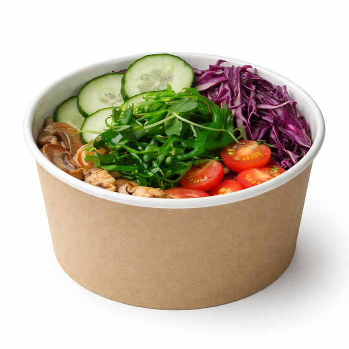 50pcs - Pot "Deli" rond en carton kraft - 600 ml - Ø 11,5 cm - H 8,7 cm
