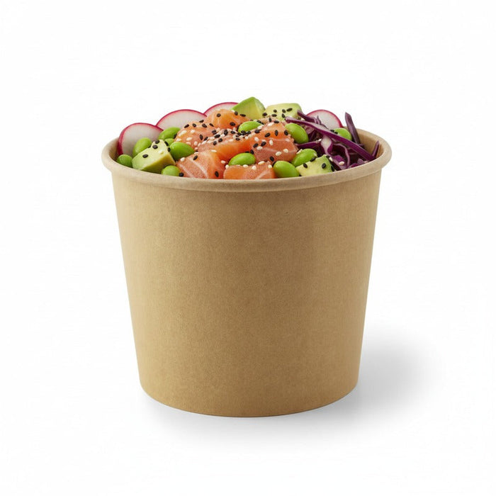 50pcs - Pot "Deli" rond en carton kraft - 700 ml - Ø 11,4 cm - H 9,8 cm