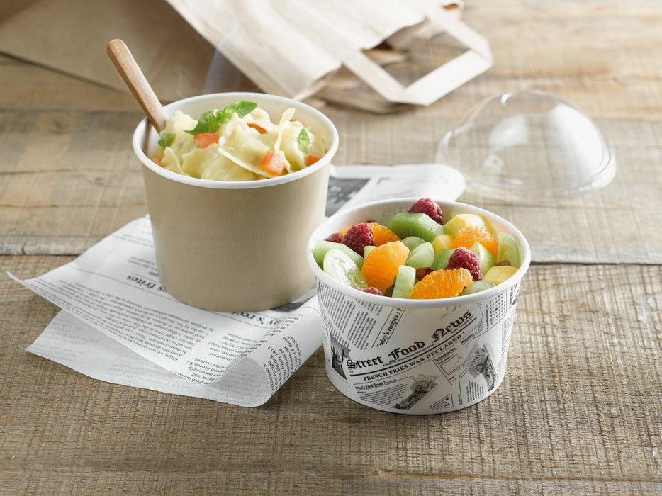 50pcs - Pot "Deli" rond en carton kraft - 700 ml - Ø 11,4 cm - H 9,8 cm