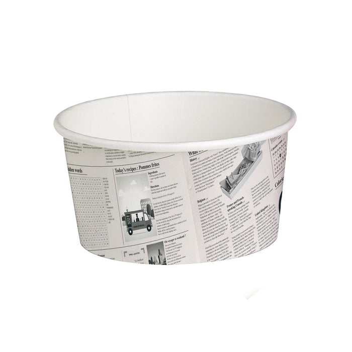 50pcs - Pot "Deli" rond en carton décor Journal - 600 ml - Ø 11,4 cm - H 8,7 cm