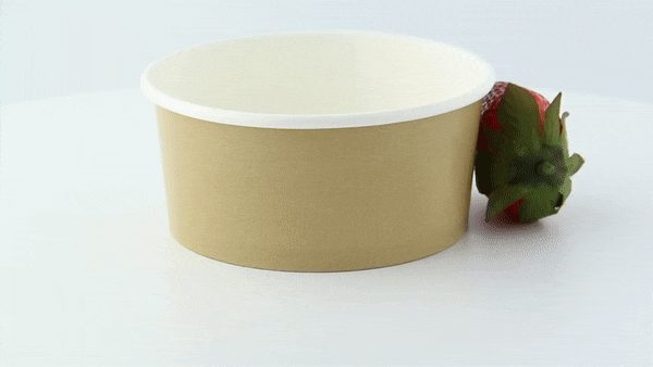 50pcs - Pot "Deli" rond en carton décor brun - 360 ml - Ø 11,4 cm - H 5,4 cm