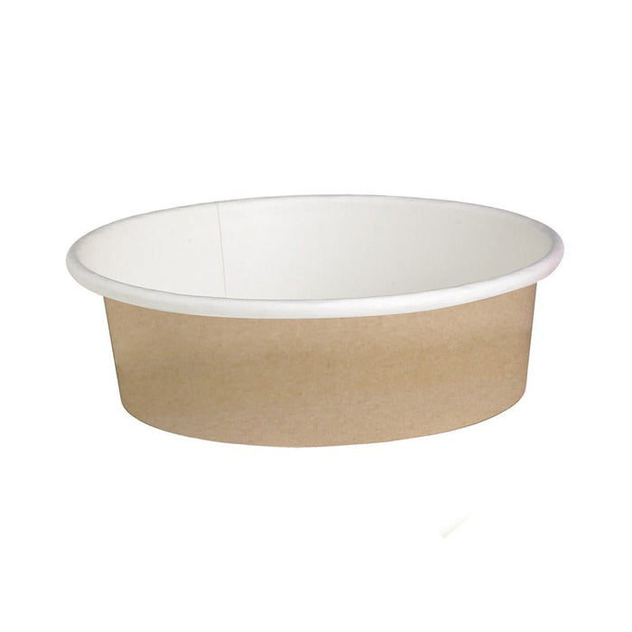 50pcs - Pot "Deli" rond en carton décor brun - 360 ml - Ø 11,4 cm - H 5,4 cm