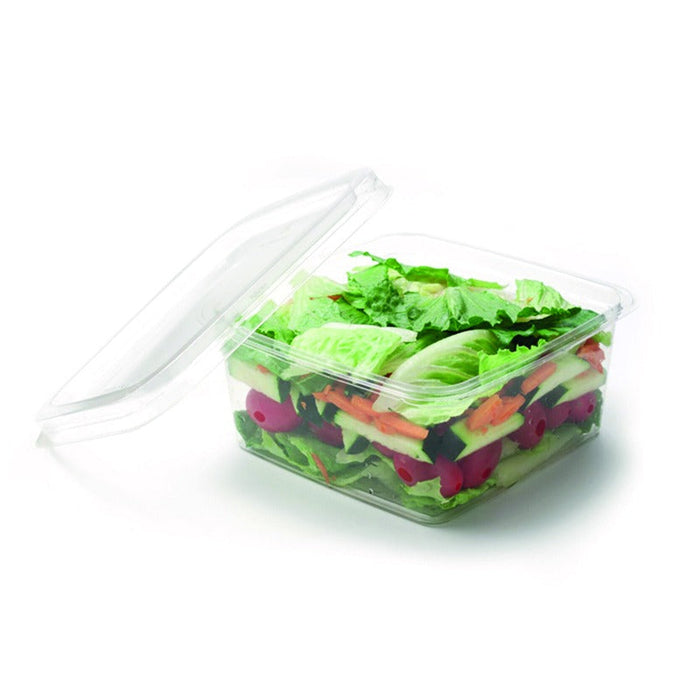 50pcs - Pot "Deli" carré en PLA transparent - 1100 ml - 16 cm x 16 cm x 6,5 cm